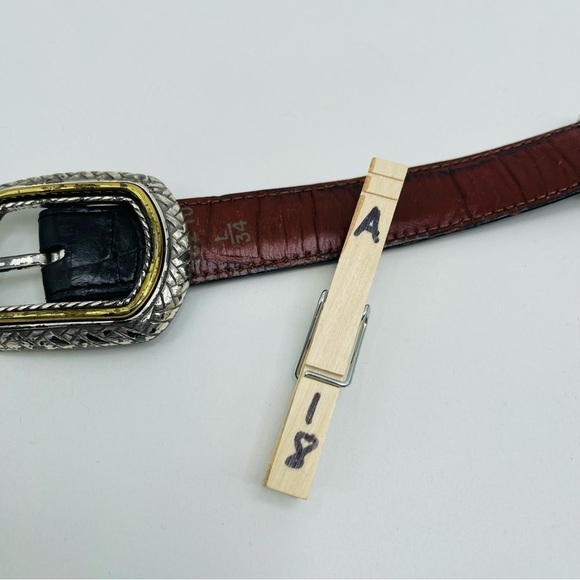 Brighton Marcus two tone reversible belt leather gold‎ silver black brown size L - Picture 9 of 9